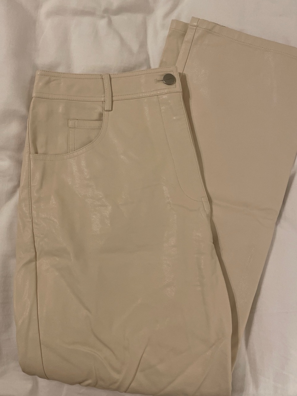 Miaou Cream Faux Leather Pants